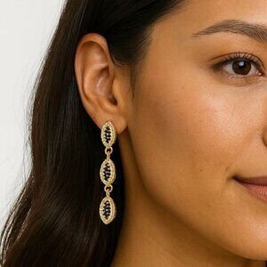 Marquise Black & Gold Crystal Drop Earrings – Saks Fifth Avenue - NEW